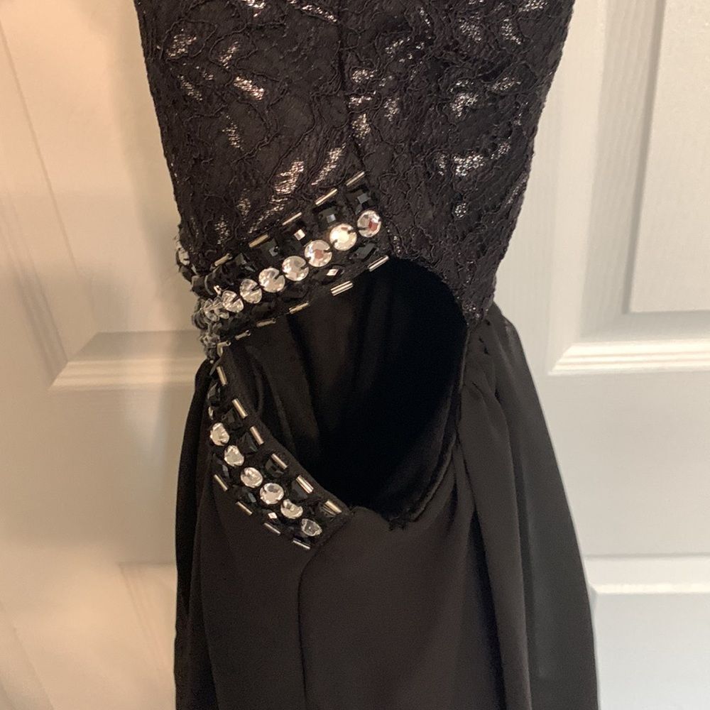 B. Darlin | Black Lace Cutout Women’s Jeweled Cocktail Evening Dress Homecoming - Picture 7 of 14